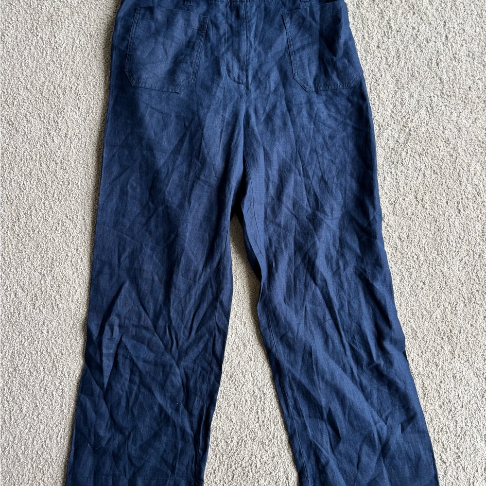 Quince European 100% Linen Patch Pocket Wide Leg Pant Size 10 - Picture 3 of 9